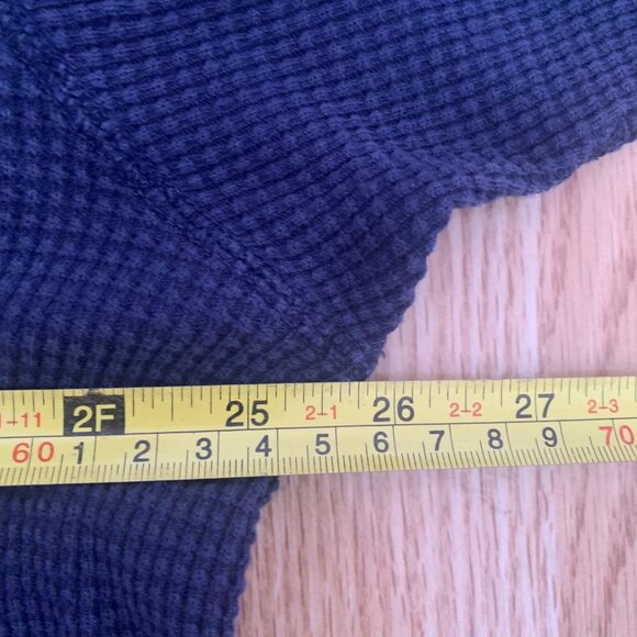 Eddie Bauer Thermal Henley Mens XL Blue Waffle Knit Three Button Placket Cotton - Picture 4 of 9
